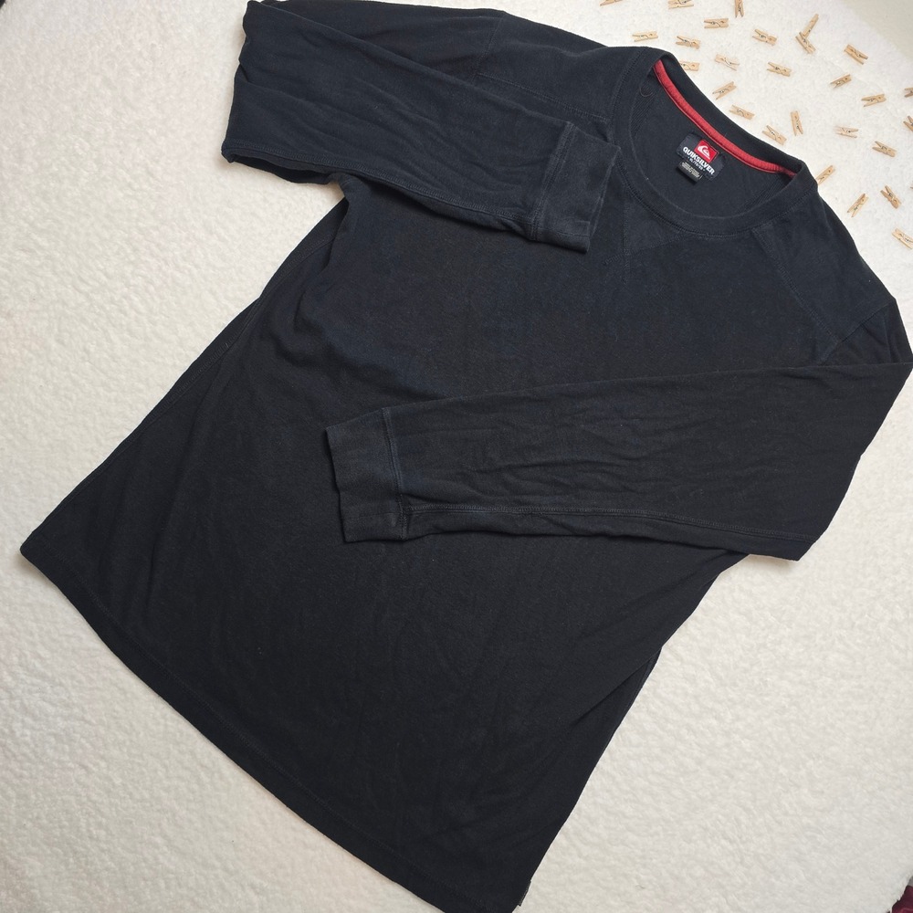 Quiksilver‎ Long Sleeve T Shirt Mens XL Black Crew Neck Everyday Wear